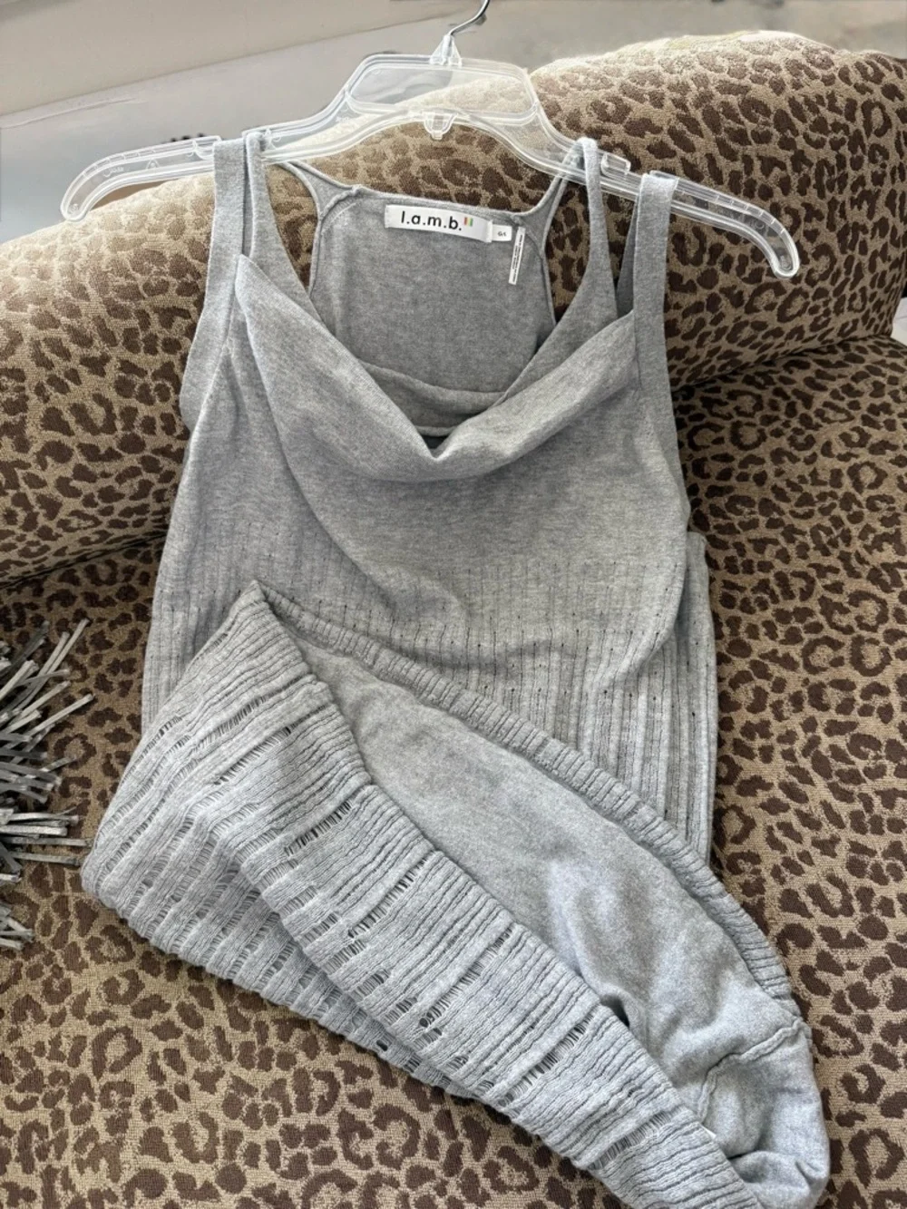 L.A.M.B Gray “Double” Sleeveless Cotton/Cashmere Top in Large - Picture 5 of 11